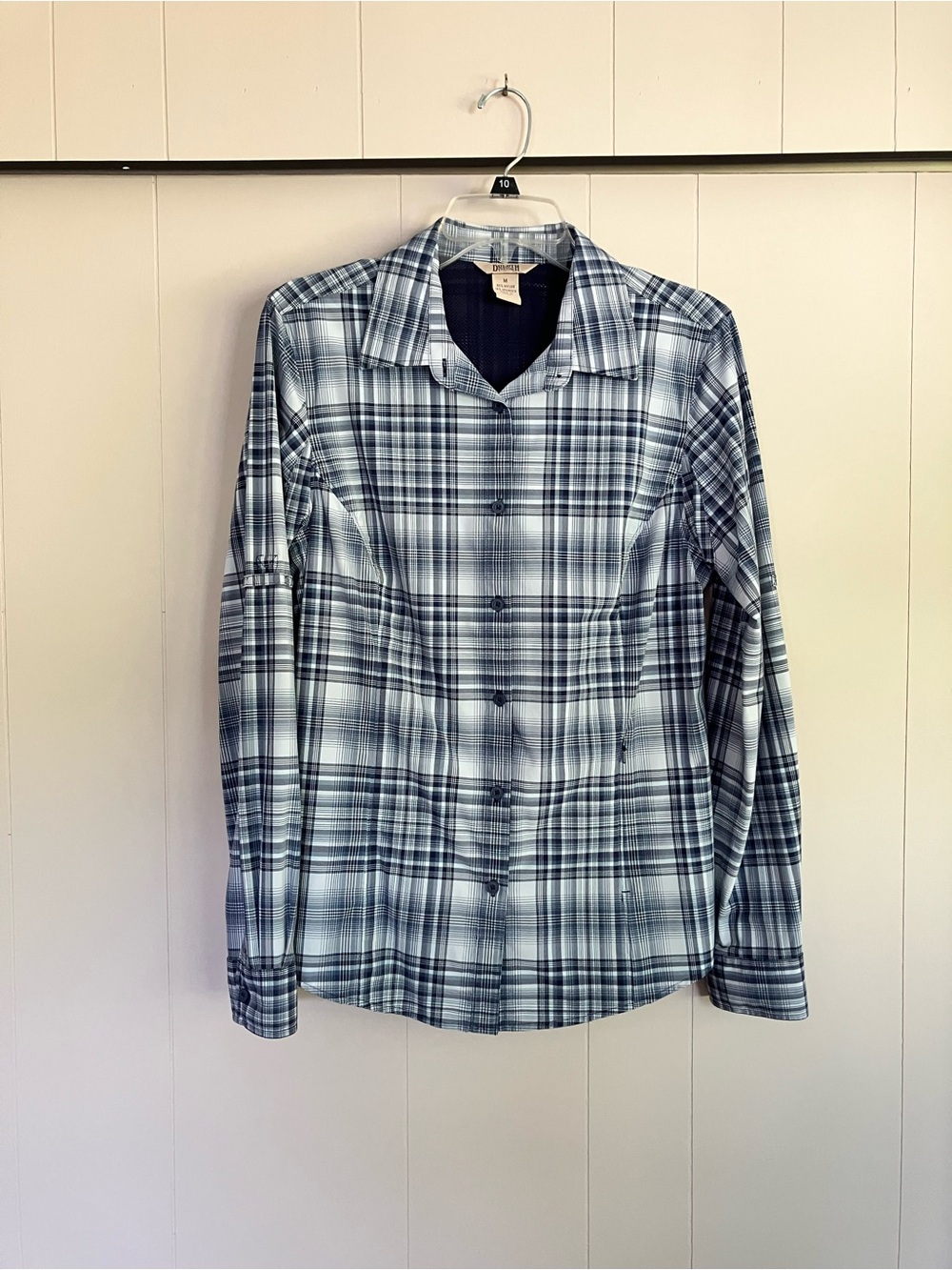 Duluth Trading Co Blue Plaid Fishing Outdoors Shirt Women’s Size Medium